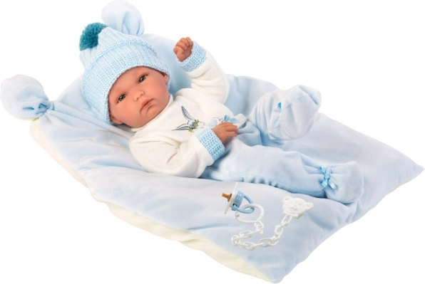 Llorens New Born drengebaby – realistisk dukke med fuldvinylkrop 35 cm