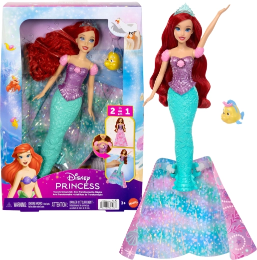 Disney Princess dukke Ariel 2-i-1 prinsesse og havfrue med tilbehør