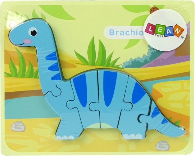 Træpuslespil dinosaur brachiosaurus blå
