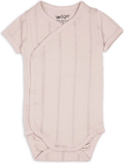 Lodger babybody med korte ærmer pointelle powder, str. 62