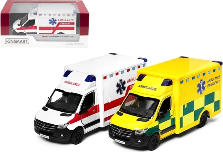 Mercedes‑Benz Sprinter ambulance metalmodel med Pull Back‑drev