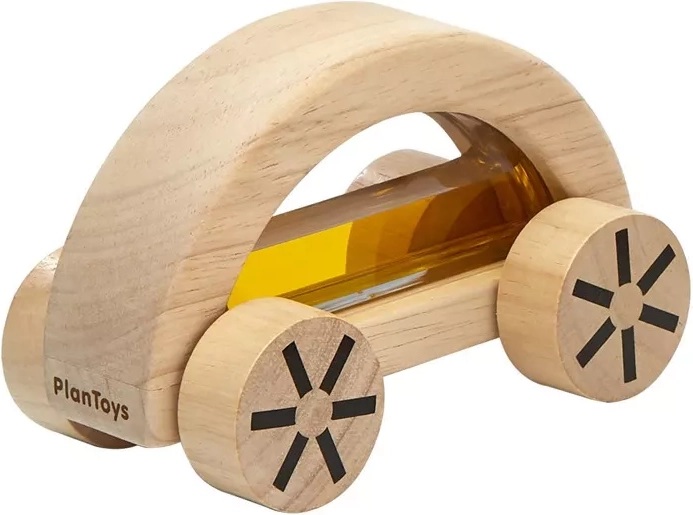 PlanToys træbil med vand gul - 1 stk.