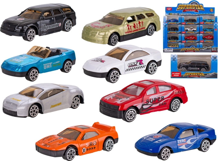 Metal sportsbil 1:64 med friløb, 7,5 cm