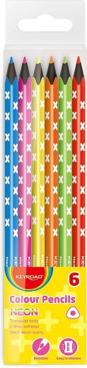 Keyroad Neon trekantede farveblyanter 6 stk.