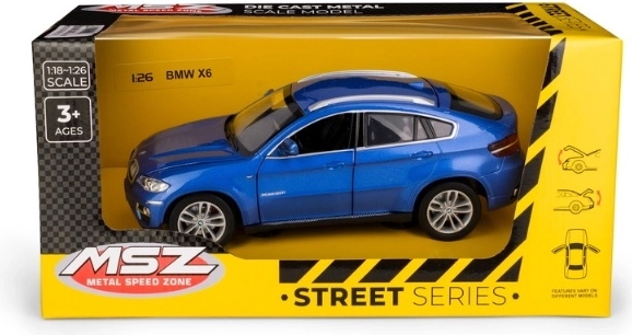 MSZ BMW X6-bilmodel i størrelsesforholdet 1:26, blå