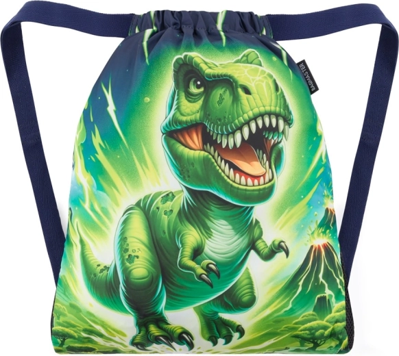 Bagmaster skoletaske med snøre til indesko og idræt – lumi dinosaur