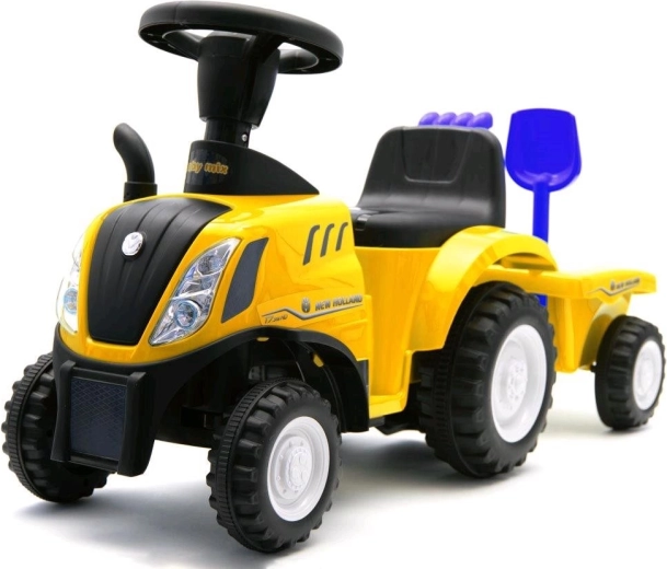 Løbecykel-traktor til børn med trailer og værktøj New Holland – gul