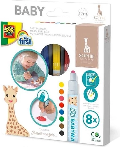 SES Creative my first tuscher giraffen Sophie – sæt med 8 farver