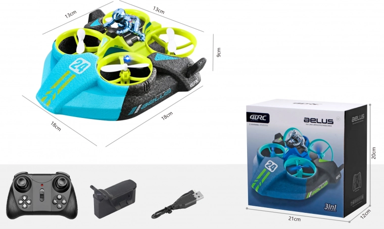 Drone AELUS 3-i-1 med fjernbetjening uden kamera