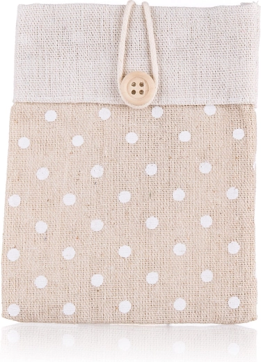 Dekorativ bomuldspose med prikker 10,5 × 14 cm, lysebrun