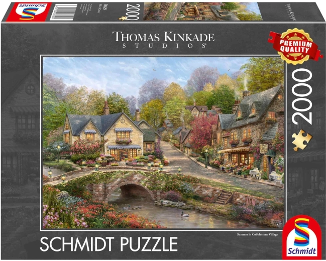 Schmidt-puslespil Sommer i Cobblestone village, 2000 brikker