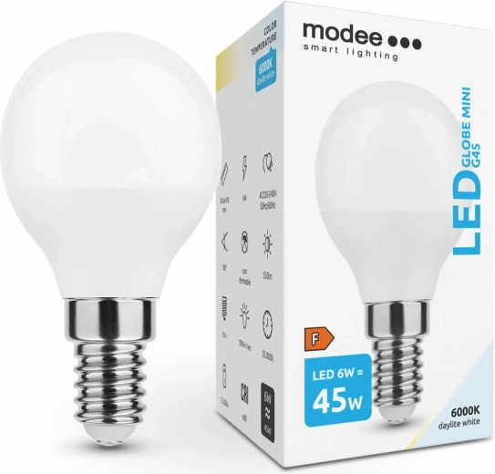LED-pære Modee Lighting Globe Mini G45 6 W E14 kold hvid