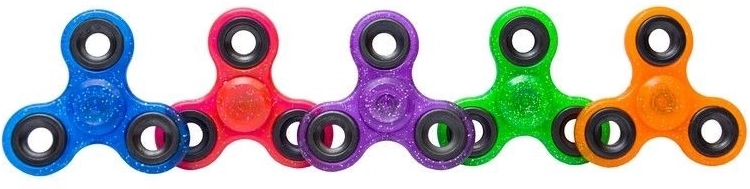 Glitrende fidget spinner 7,5 cm – forskellige farver - 1 stk.