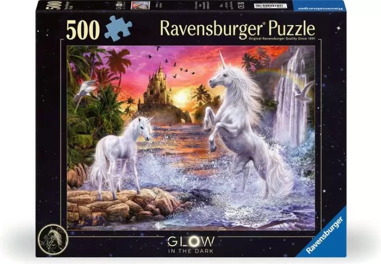 Ravensburger selvlysende puslespil Enhjørninger ved floden 500 brikker