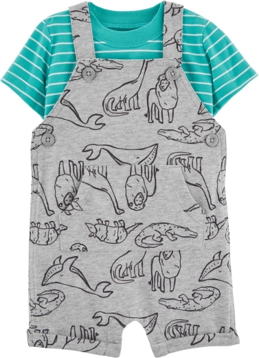 Carter's 2-delt sæt til drenge med dinosaurmønster (T-shirt og seleshorts)