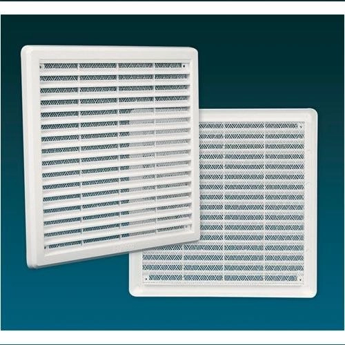 Ventilationsgitter med net, 100 × 100 mm, hvid