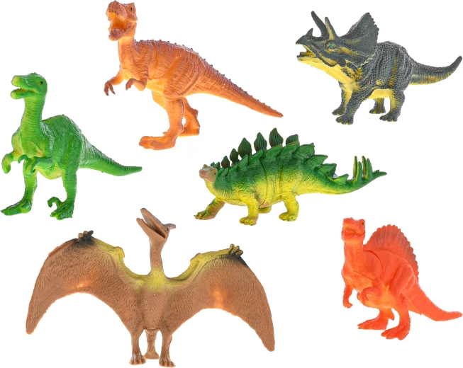 Seks forskellige dinosaurer i ét sæt