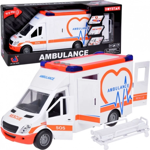Interaktiv ambulance med åbningsbare døre og lys- og lydeffekter