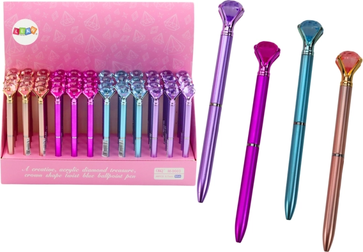 Kuglepen med diamant, mat, blå blæk 0,7 mm