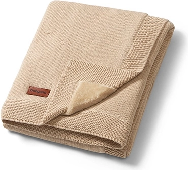 Babyono baby-tæppe af naturlig bomuld med flanelforing 75 × 100 cm lysebeige