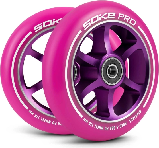 Hjul til løbehjul 110 mm SOKE pink – sæt med 2 stk.