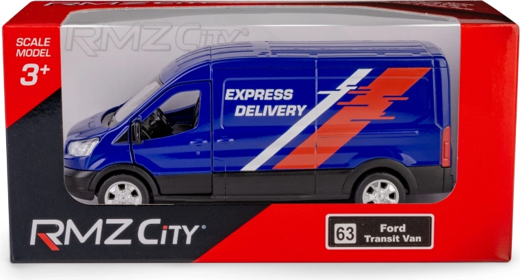 Metalmodel af Ford Transit 2018 varevogn 1:43 med optræksmotor
