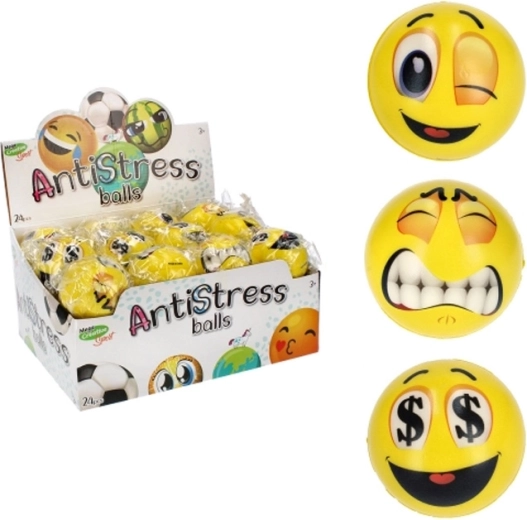 Antistress-smiley – blød bold 7 cm