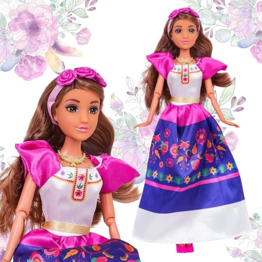 Traditionelt mexicansk outfit med blomstermotiv