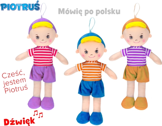 Talende og syngende stofdukke Piotruś 32 cm