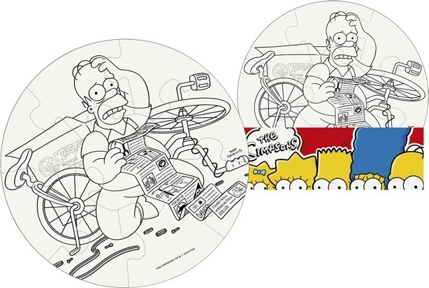Mal dit eget puslespil Simpsons cirkel 9 brikker