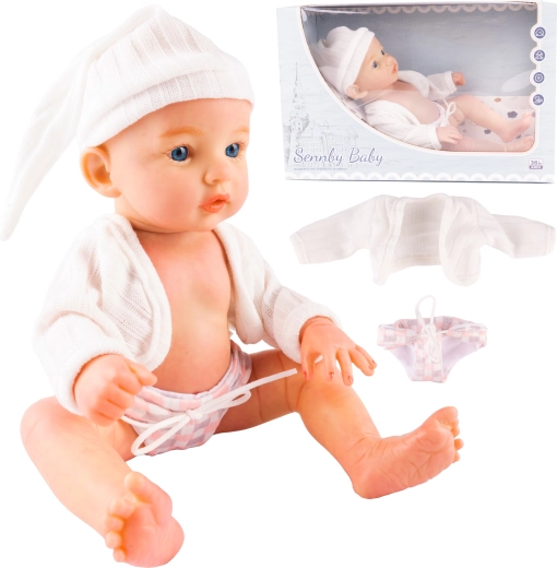 Stofdukke baby med hue Jagoda 32 cm