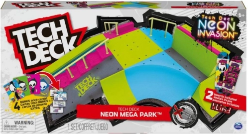 Tech Deck X-Connect stort neon skatepark, der lyser i mørke