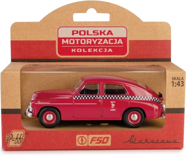 Model af PRL-bil Warszawa M20 taxi kirsebærfarvet
