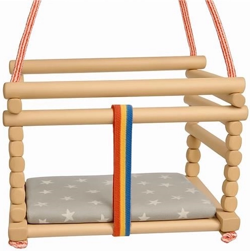 BABY MIX børnegyngestol i bøgetræ, natur, med pude