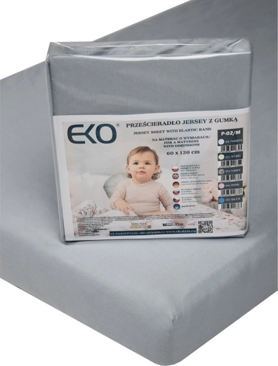 EKO stræklagen i jersey med elastik grå 120 × 60 cm