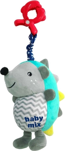 Plysjet pindsvin med lyd og klips BABY MIX, blå-grå