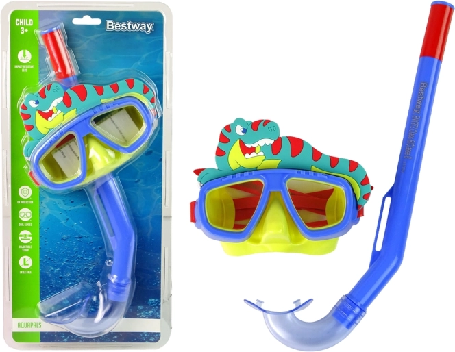 Dykker­sæt til børn med snorkel – dyremotiver, blå Bestway – Blå