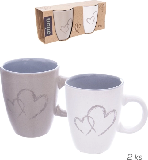 Sæt med 2 keramikkrus Double Love hjerte 140 ml