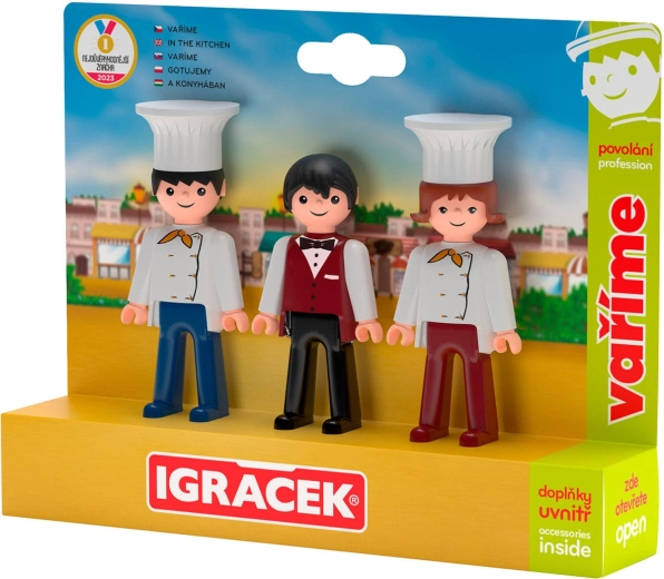 Efko Igráček Trio Vi laver mad – sæt med 3 leddelte figurer med tilbehør