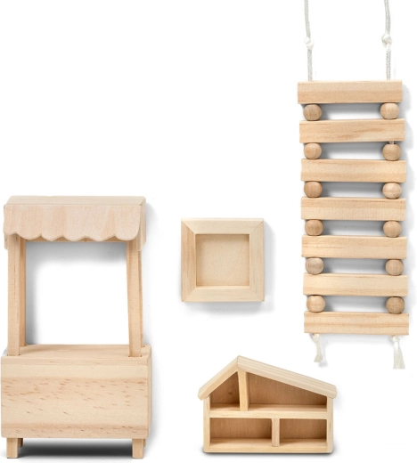 Lundby kreativt sæt med tilbehør i træ til dukkehus (DIY)