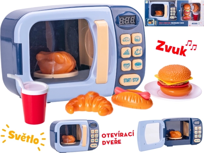Legetøjsmikroovn med lys og lyd – blå