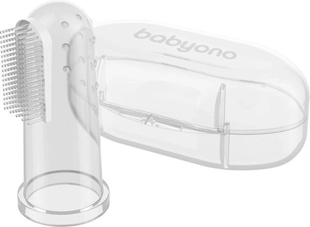 Silikone finger-tandbørste med etui BABYONO – transparent