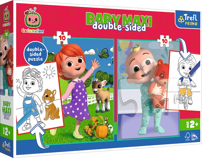 Dobbelt­siddet puslespil COCOMELON – venner, TREFL Baby Maxi 2×10 brikker