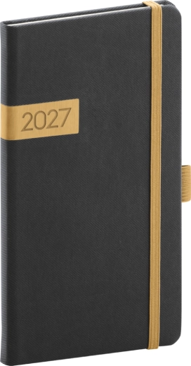 Notique lommeplaner Twill 2027 sort-guld 9 x 15,5 cm