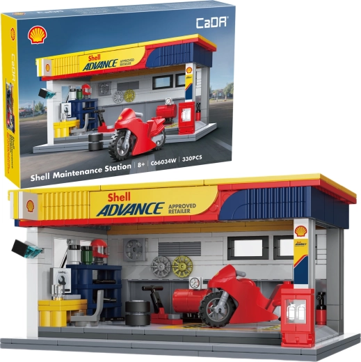 CaDA Shell servicestation – byggesæt med 330 dele