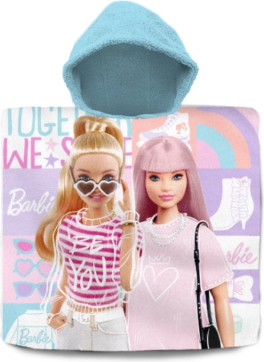 Børnebadponcho med hætte BARBIE i bomuld