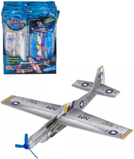 Kastevenligt kampfly i polystyren med propel 19 cm - 1 stk.