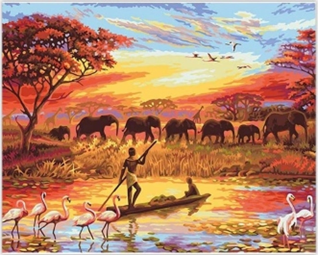 Norimpex mal efter tal Afrikansk savanne 40 × 50 cm