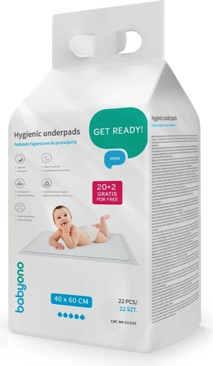 Hygiejniske skifteunderlag BABYONO 40 × 60 cm, 22 stk.