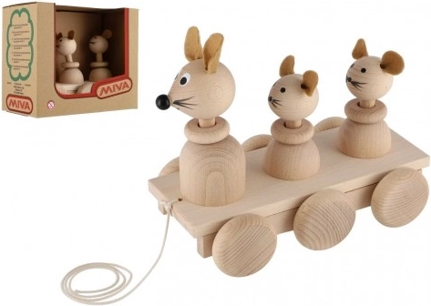 Træk-legetøj af træ Tre Mus